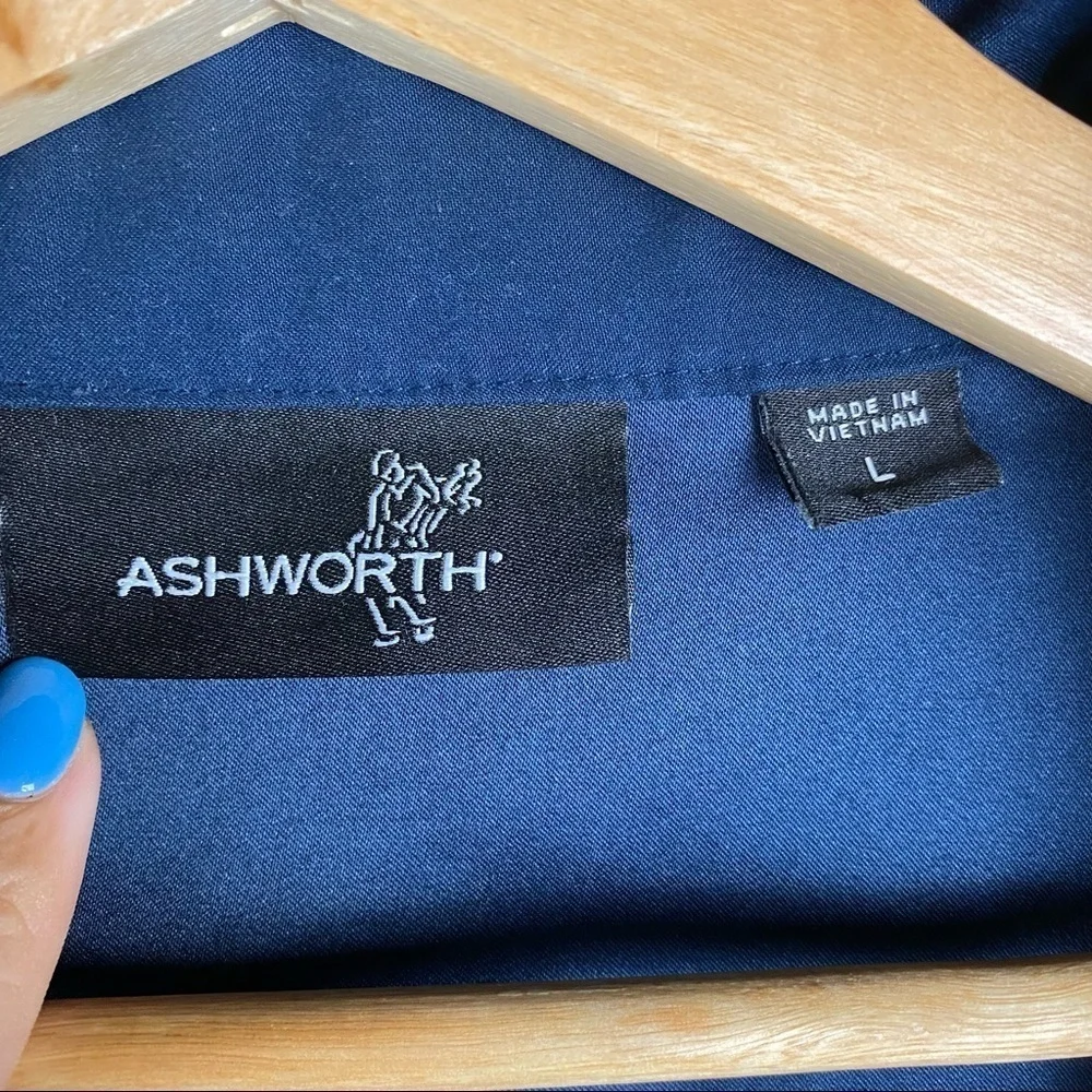 Ashworth: Lightweight Full Zip Up Windbreaker Jacket‎ Navy Blue Size Large